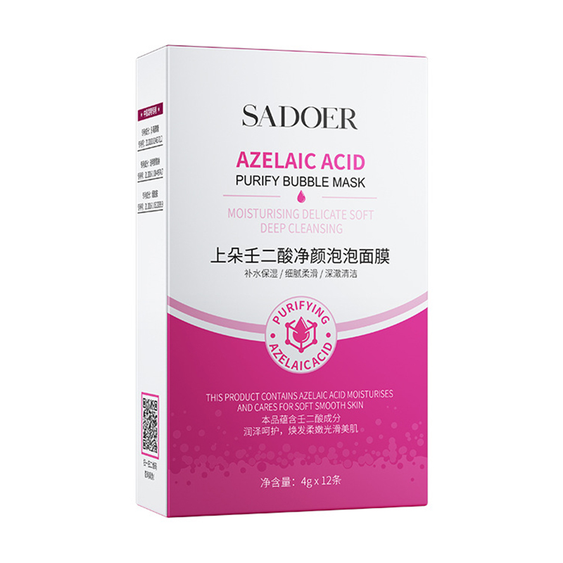 Очищувальна бульбашкова маска для обличчя Sadoer Azelaic Acid Purify Bubble Mask з азелаїновою кислотою, 12*4 г